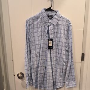 Chaps Blue and White Plaid Shirt